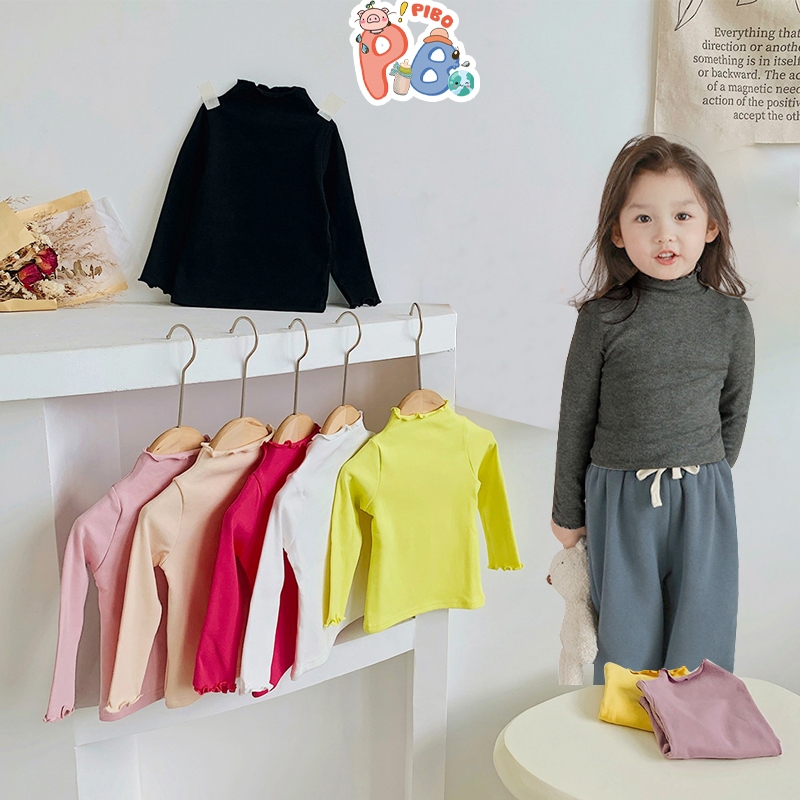 Áo Thun Dài Tay Giữ Nhiệt Cho Bé Gái Cổ 3 Phân Rua Mềm Mại Co Dãn, Dễ Phối Đồ - BabyBoo - PiBo Store