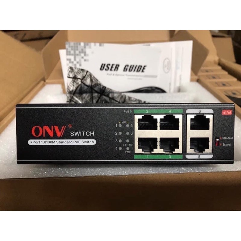 Switch chia mạng kèm POE ONV và HRUI  4,8 cổng (+2 uplink) 10/100 Mbps