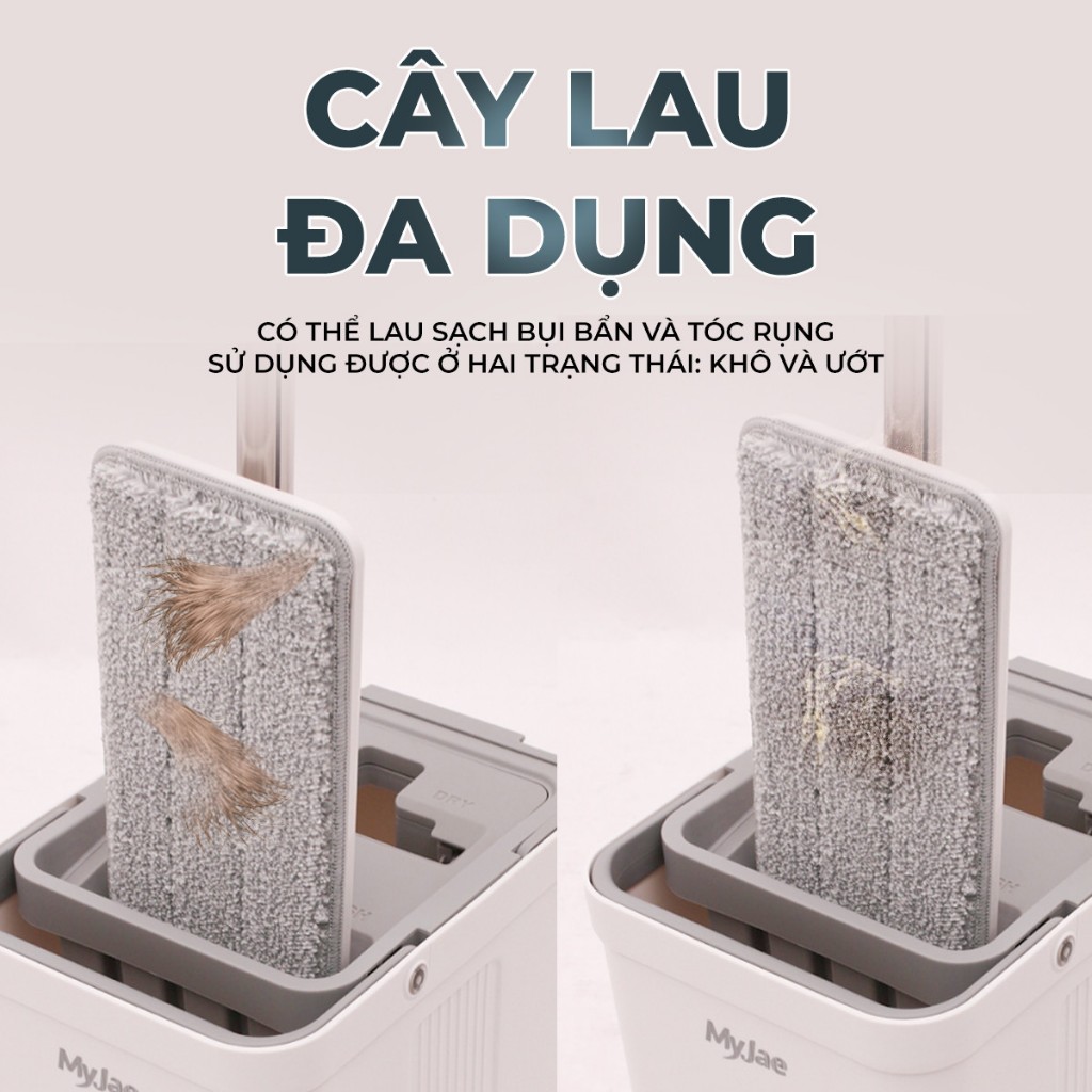 Cây lau nhà 3 lần vắt kèm thùng 2 ngăn xoay 360 độ  lau sạch nhanh vệ sinh dễ dàng MyJa