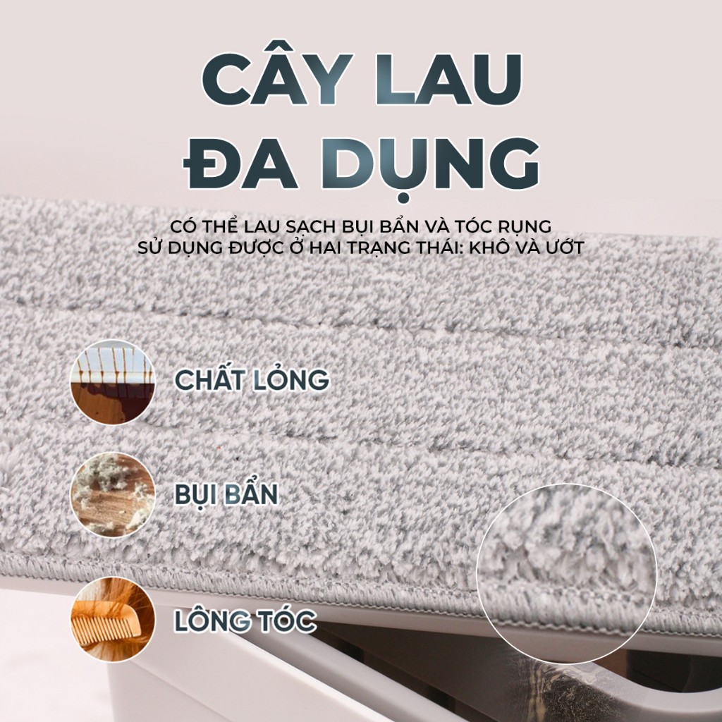 Cây lau nhà 3 lần vắt kèm thùng 2 ngăn xoay 360 độ  lau sạch nhanh vệ sinh dễ dàng MyJa