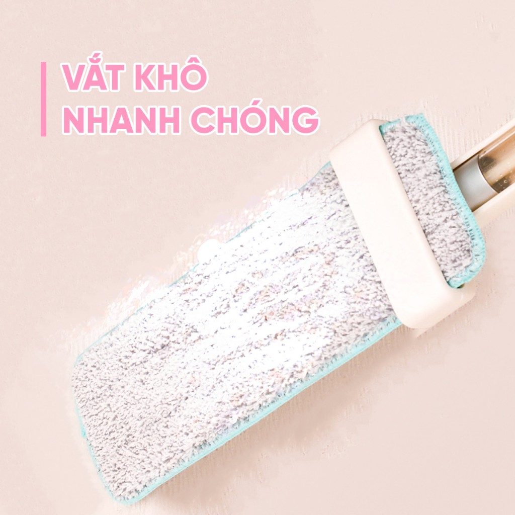 Cây lau nhà tự vắt thông minh MyJae, phun sương xoay 360 độ sàn sạch nhanh khô sợi Microfiber dài 138cm