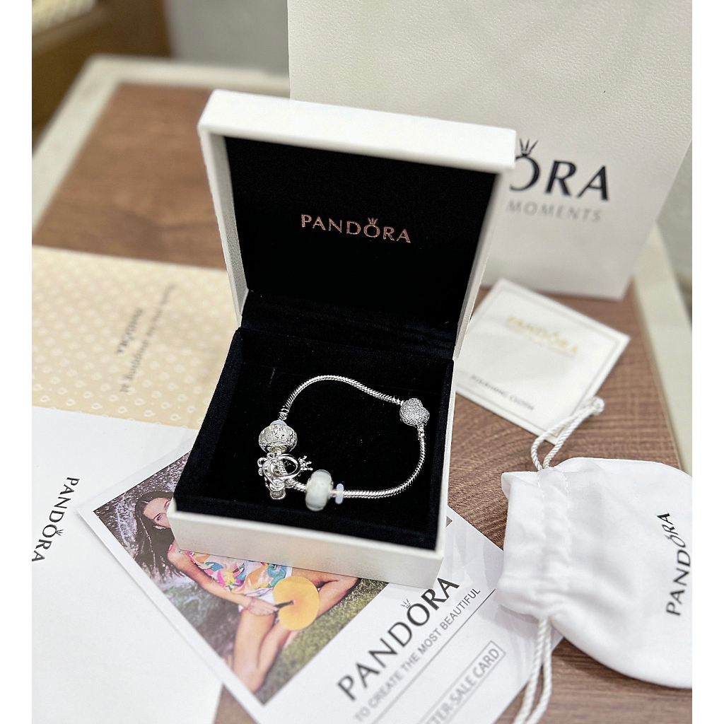 Vòng tay Pandora x Disney trái tim mix fullbox+ charm hàng loại 1 size 18cm
