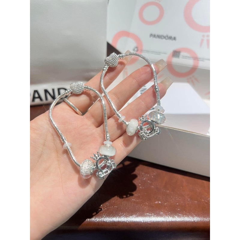 Vòng tay Pandora x Disney trái tim mix fullbox+ charm hàng loại 1 size 18cm