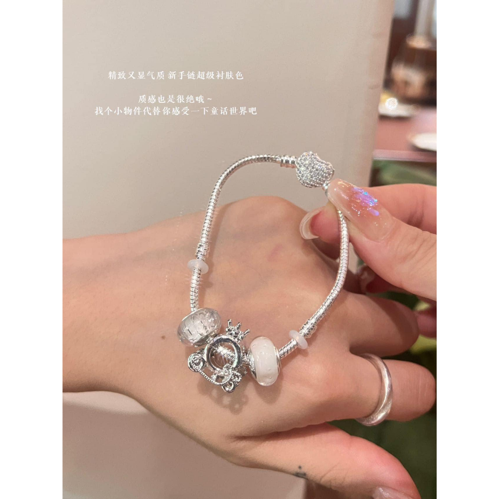 Vòng tay Pandora x Disney trái tim mix fullbox+ charm hàng loại 1 size 18cm