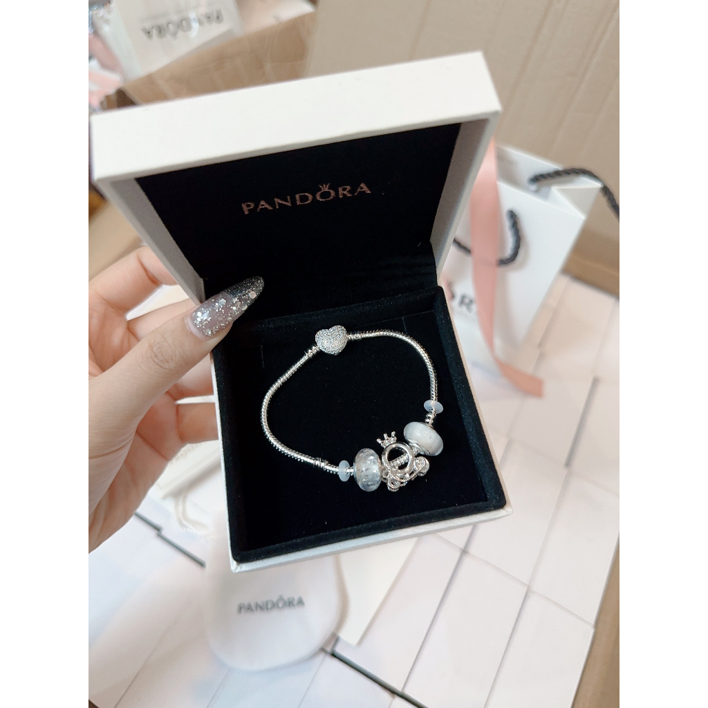 Vòng tay Pandora x Disney trái tim mix fullbox+ charm hàng loại 1 size 18cm