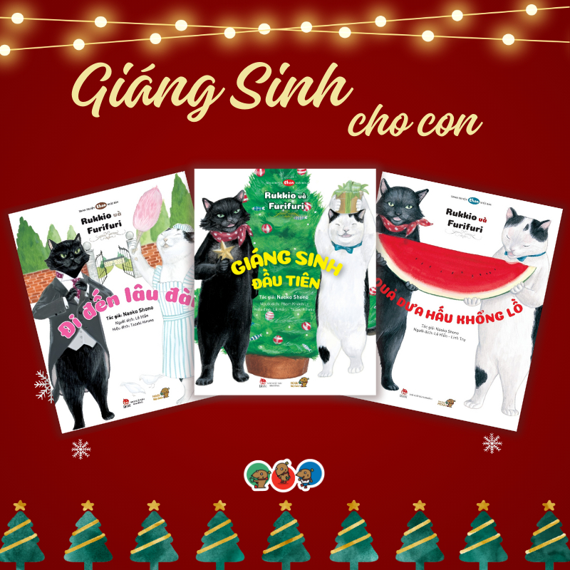 Sách Ehon - Combo Giáng Sinh Mèo Rukkio và Furifuri cho bé 3 6 tuổi