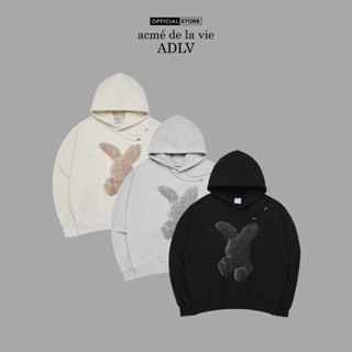 Áo hoodie ADLV FUZZY RABBIT dáng suông màu đen/kem/xám - Hàng chính hãng