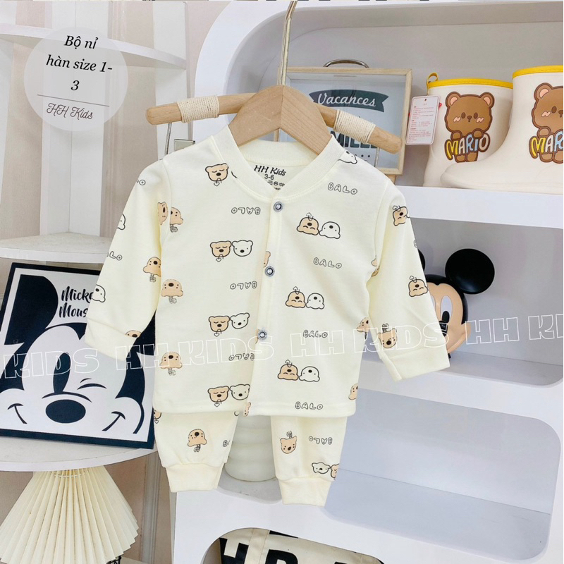 Bộ nỉ Hàn cúc thẳng cho bé trai, bé gái