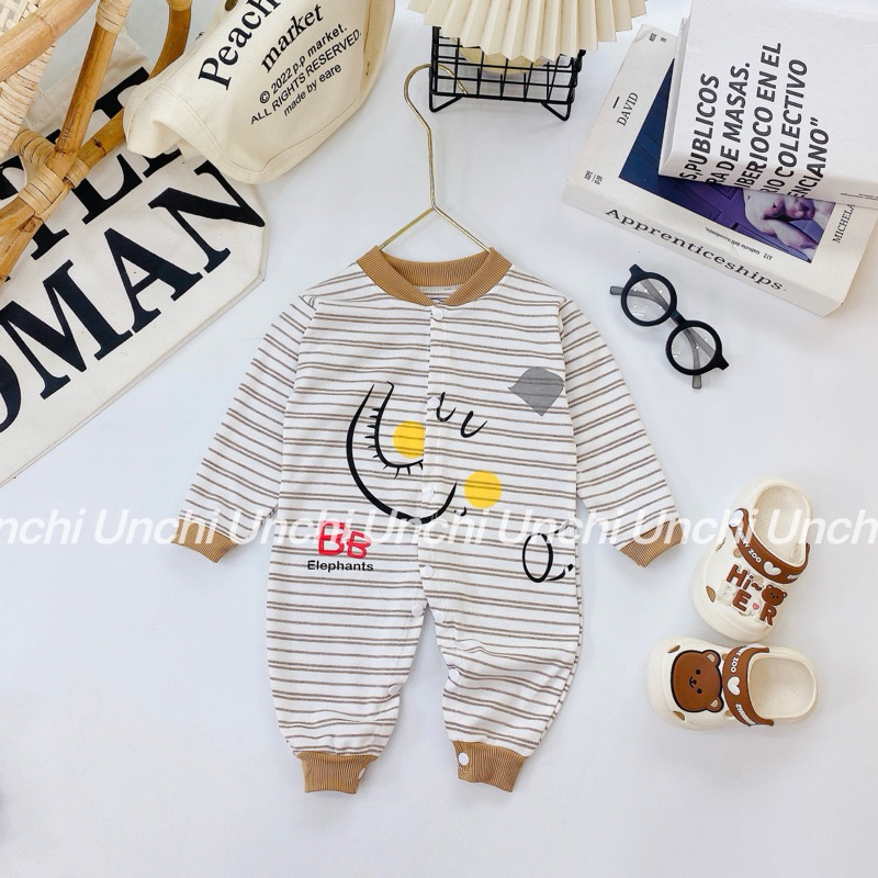 Bộ body nỉ kẻ hoạ tiết đáng yêu cho bé