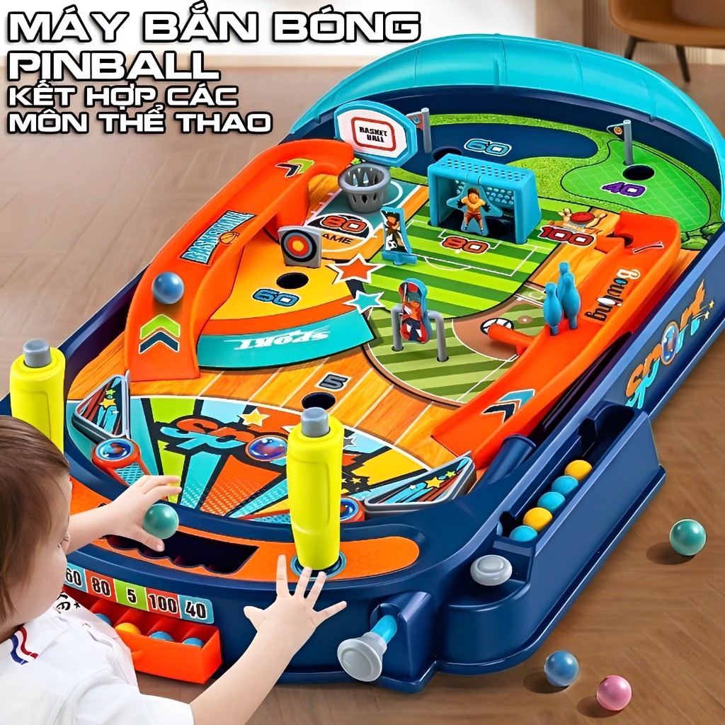 Đồ Chơi Máy Bắn Bóng Mini Pinball Sân Thi Đấu Bóng Đá,Bóng Rổ,Golf Phát Triển Tư Duy Rèn Luyện Tay Và Mắt Cho Bé