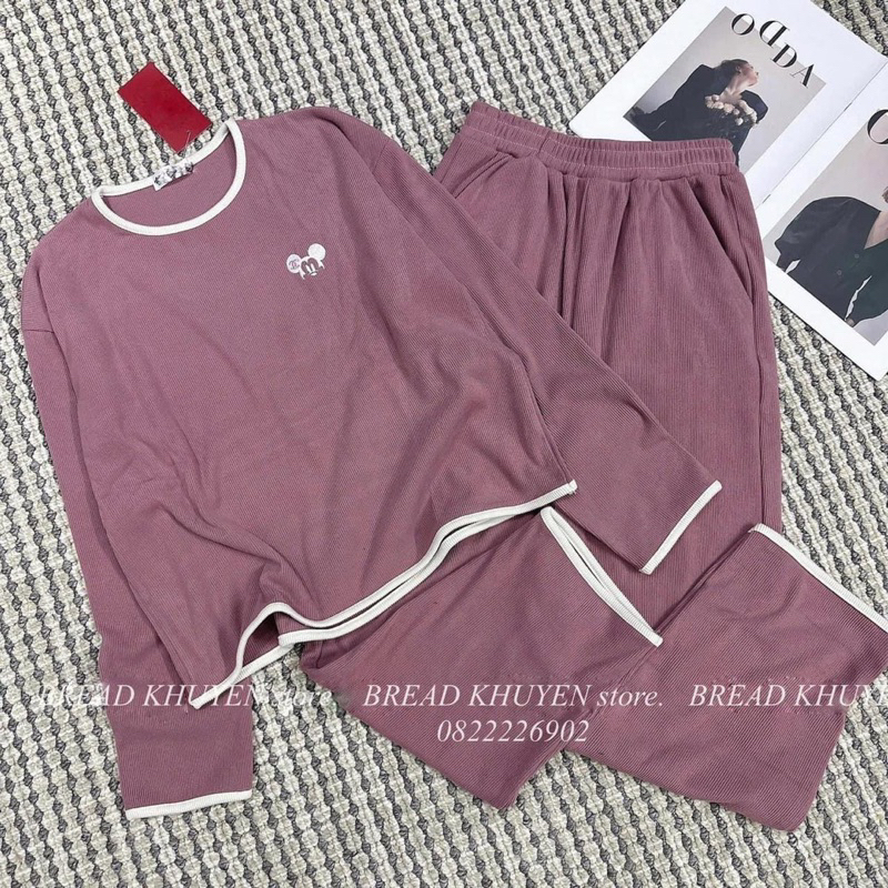 BỘ NỈ NHUNG TĂM HỒNG THÊU HÌNH MICKEY