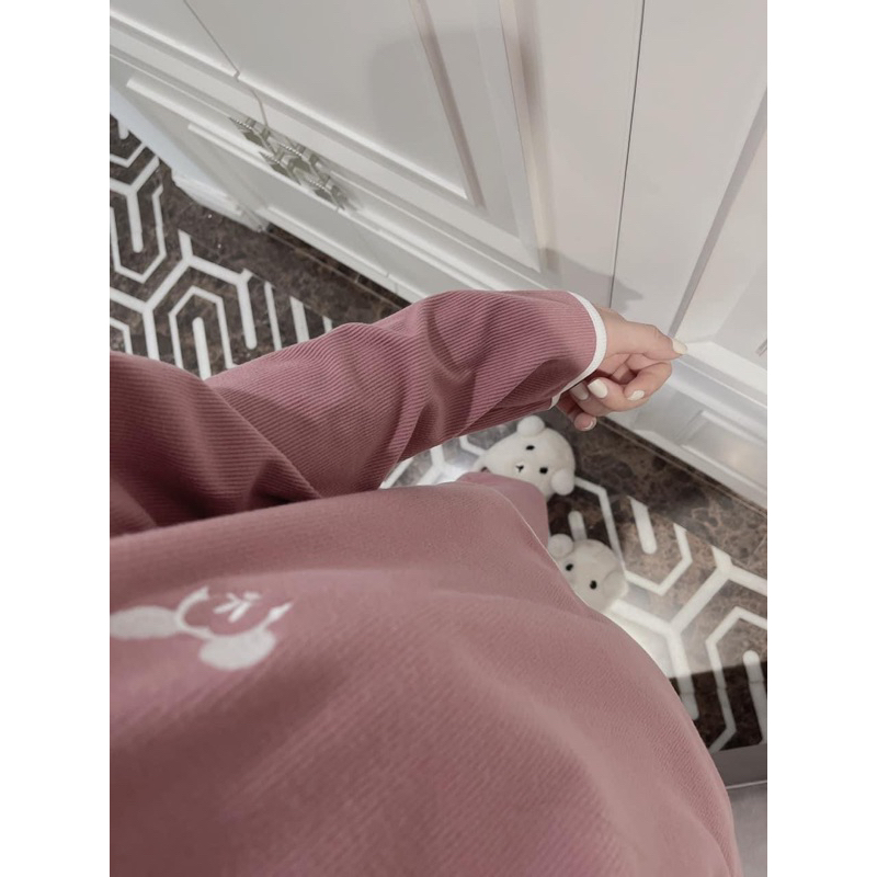 BỘ NỈ NHUNG TĂM HỒNG THÊU HÌNH MICKEY