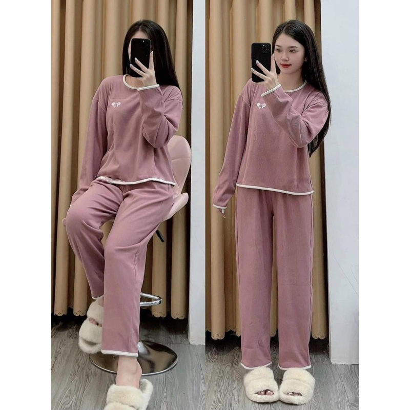 BỘ NỈ NHUNG TĂM HỒNG THÊU HÌNH MICKEY