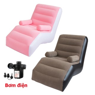 Ghế Hơi Tựa Lưng Ghế Bọc Nhung Cao Cấp Có Thể Nằm Hoặc Ngồi Kèm Bơm Điện