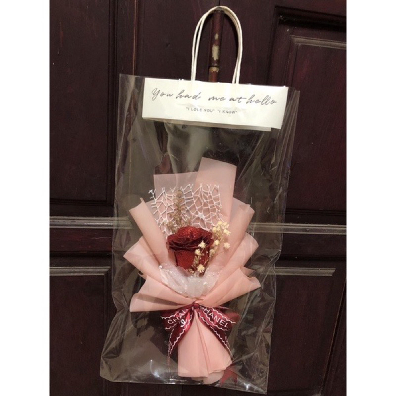 Bó hoa nhũ 1 bông kèm túi thiệp tặng 20/11, 20/10, 8/3