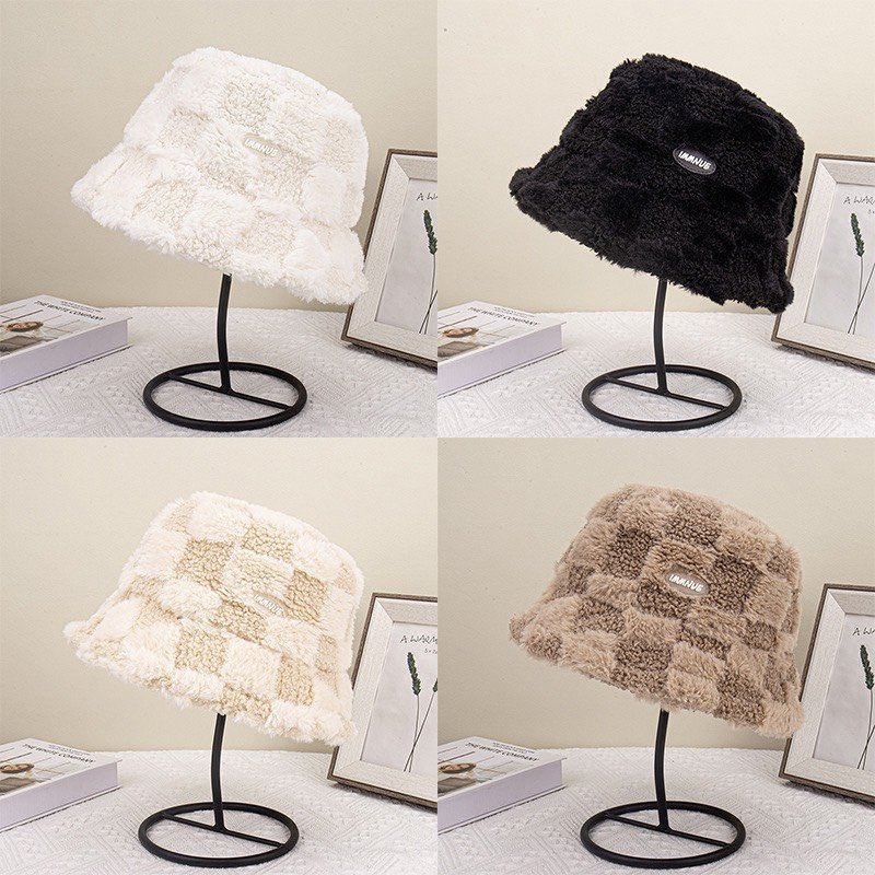 Mũ lông thỏ caro vành rộng giữ ấm chống gió thời trang Hàn Quốc, M205