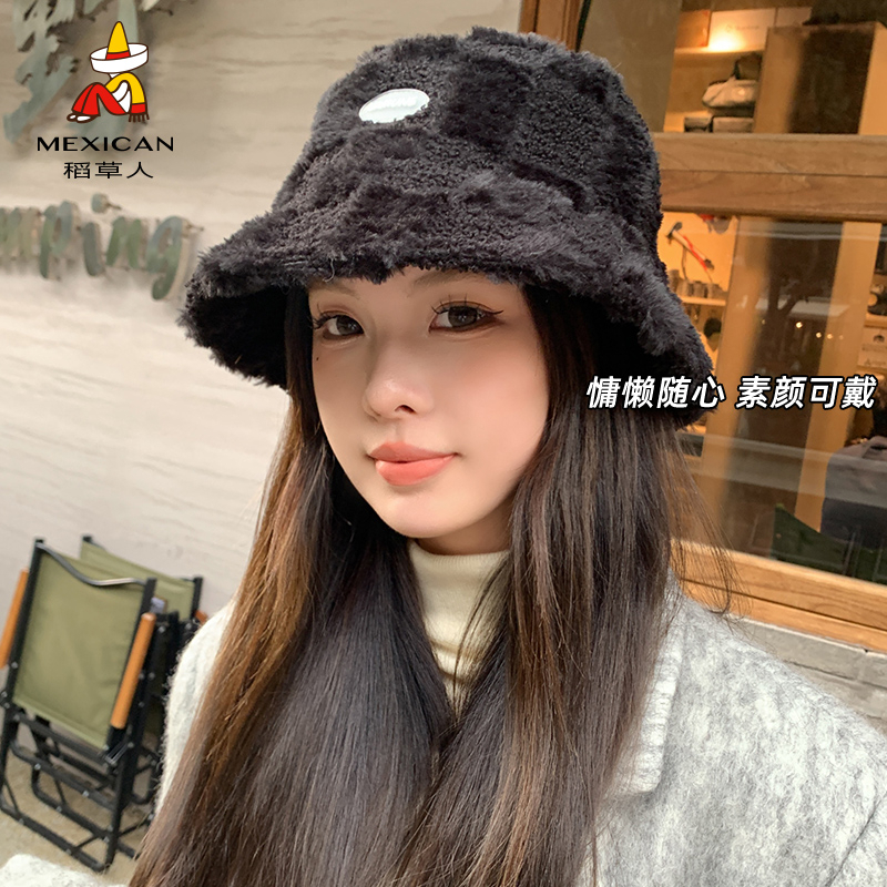 Mũ lông thỏ caro vành rộng giữ ấm chống gió thời trang Hàn Quốc, M205