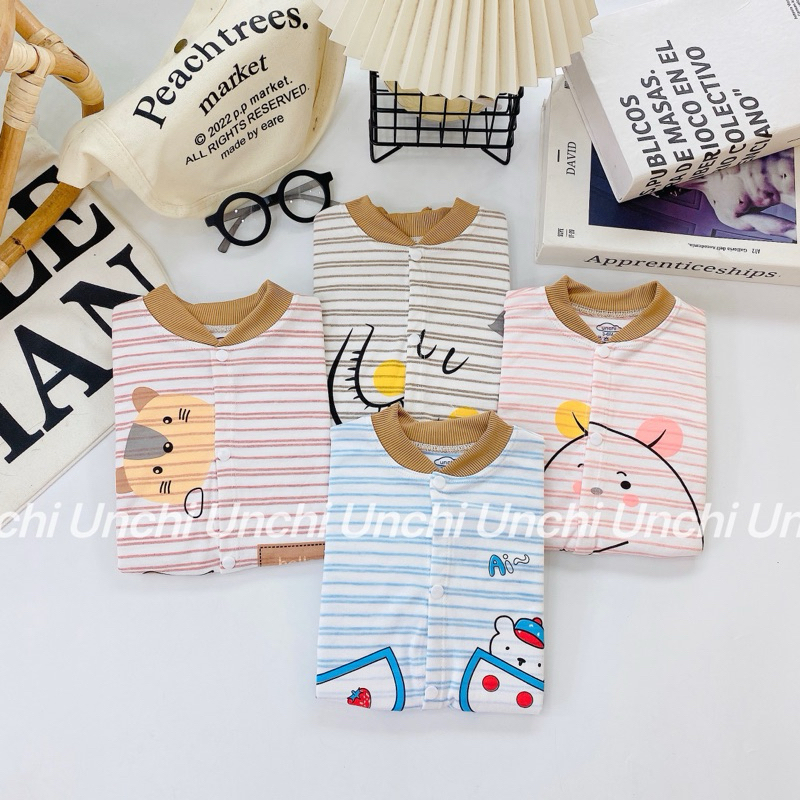 Bộ body nỉ kẻ hoạ tiết đáng yêu cho bé