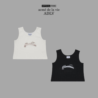 Áo tank top nữ ADLV TWINKLE SCRIPT LOGO dáng suông màu trắng/đen - Hàng chính hãng