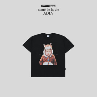 Áo thun ADLV Baby Face FOX DOLL dáng oversized màu đen - Hàng chính hãng