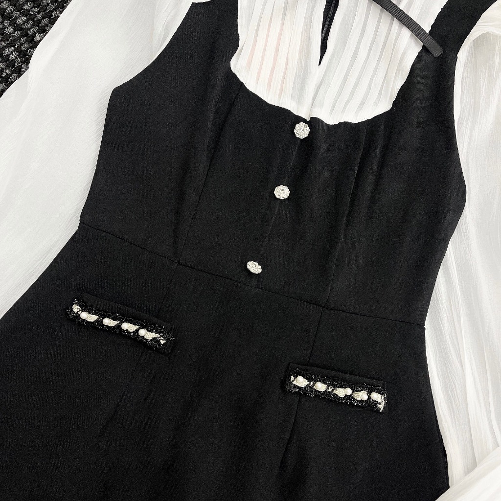 Váy nữ DEMAY, thiết kể nơ cổ tay dài tiểu thư sang chảnh