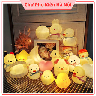 Đèn Ngủ Led Mini Không Dây Để Bàn trang trí phòng Hình Vịt Trắng, Gấu Đeo Nơ Siêu Dễ Thương LA03