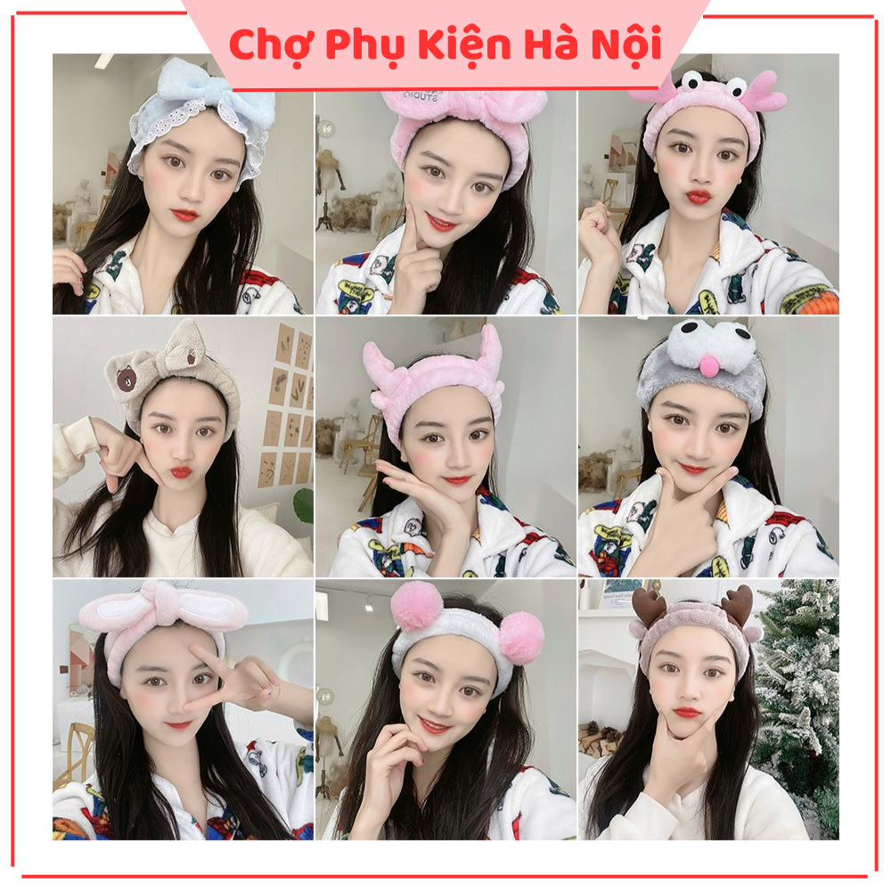 Bờm cài tóc turban dễ thương vải nhung, Băng đô nơ rửa mặt A215 A216 A217 A218 A219 Chợ phụ kiện