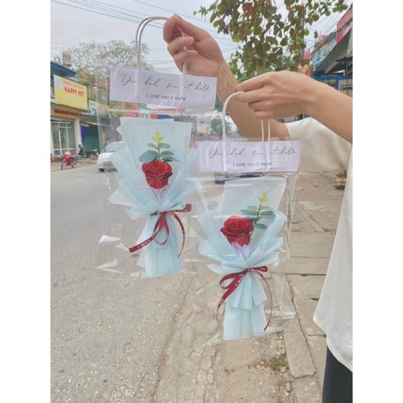 Bó hoa nhũ 1 bông kèm túi thiệp tặng 20/11, 20/10, 8/3