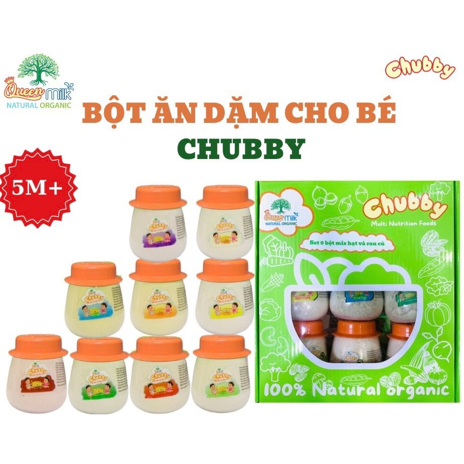 SET 9 HŨ BỘT MỊN CHUBBY ĂN DẶM CHO BÉ GIÀNH CHO BÉ TỪ 5 THÁNG TUỔI