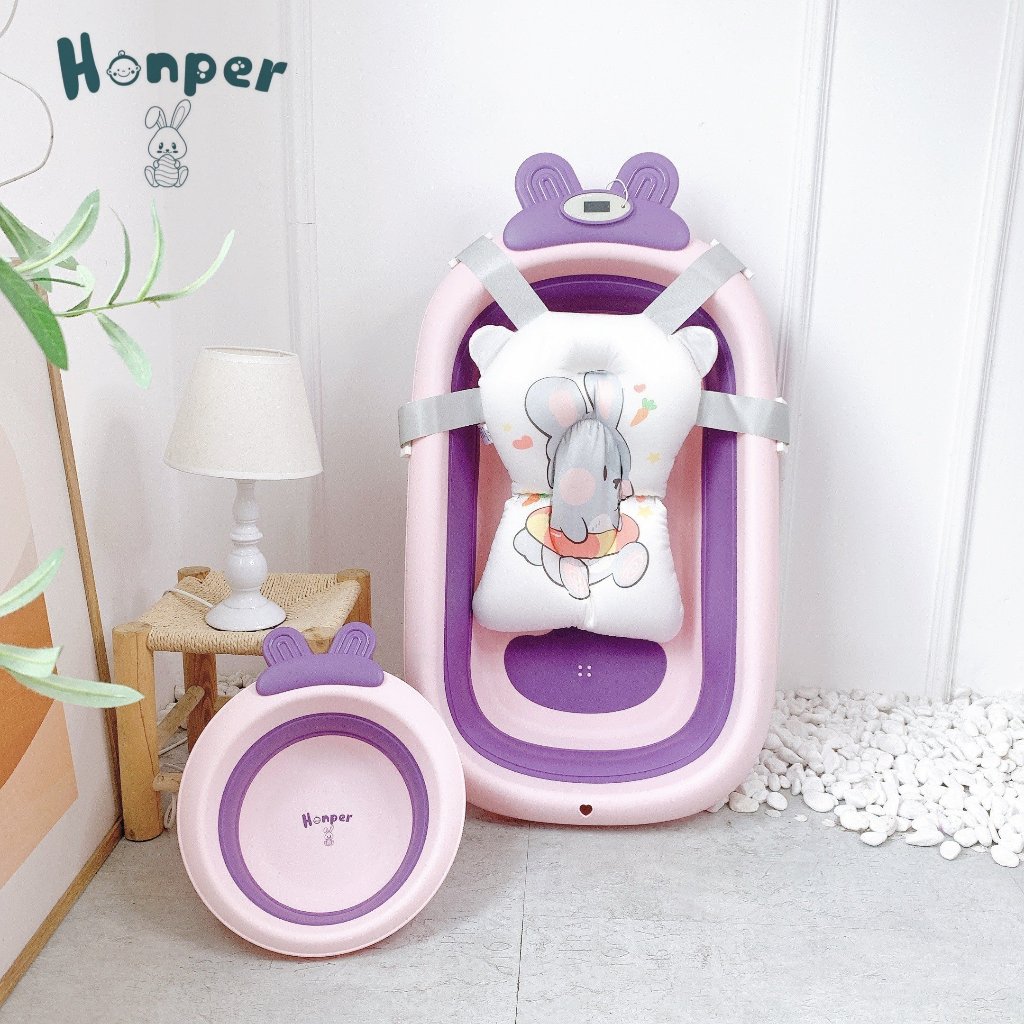 Chậu tắm gấp gọn Holla, Honper tặng kèm phao bơi siêu cao cấp cho bé