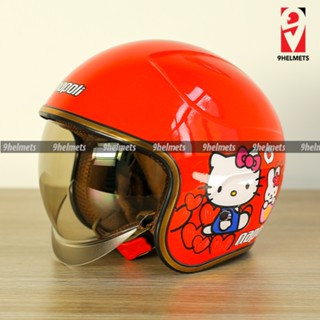 Mũ Bảo Hiểm 3/4 Kính Âm Napoli Cho Bé Cao Cấp - Đỏ Hello Kitty ( size cho bé từ  4 - 12 tuổi)