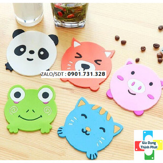 Lót ly, cốc silicone, đế lót ly nhựa dẻo hoạt hình dễ thương chống trượt