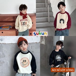 (MỚI) Áo nỉ bông cho bé trai họa tiết đáng yêu hãng AMBB KIDS - Áo nỉ lót lông trẻ em Sukun