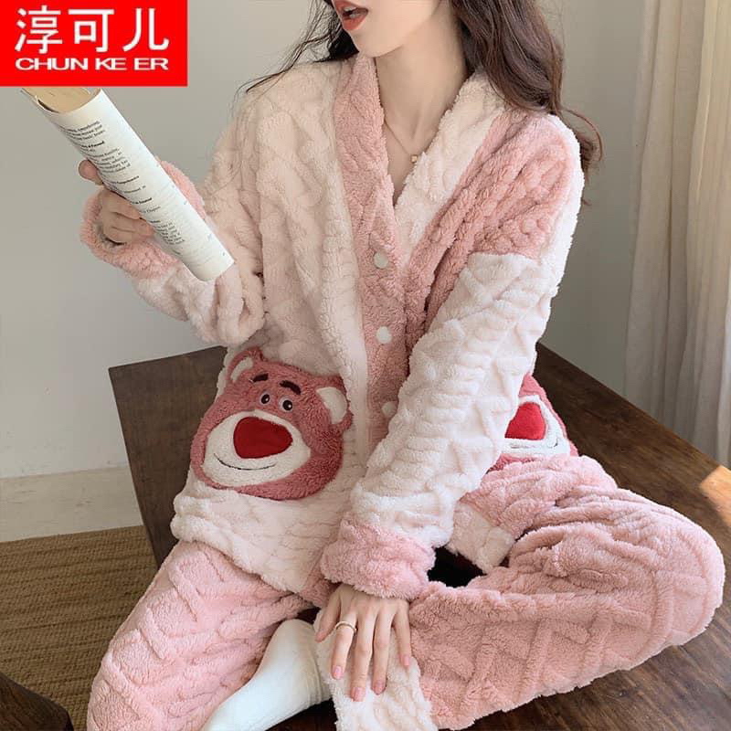 MÃ 122 BỘ NGỦ BÔNG 2 TÚI GẤU LOTSO CÚC BẤM