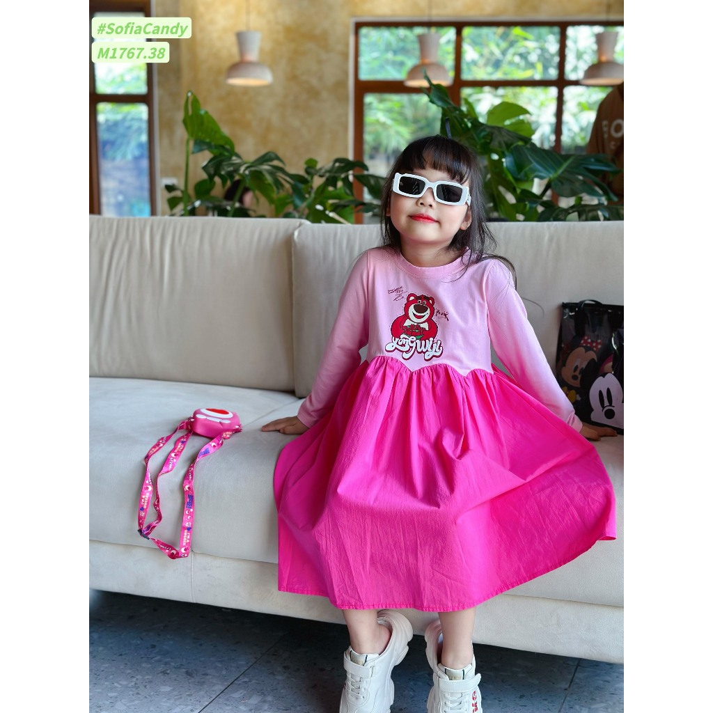 Váy thiết kế Sofia gấu dâu hồng