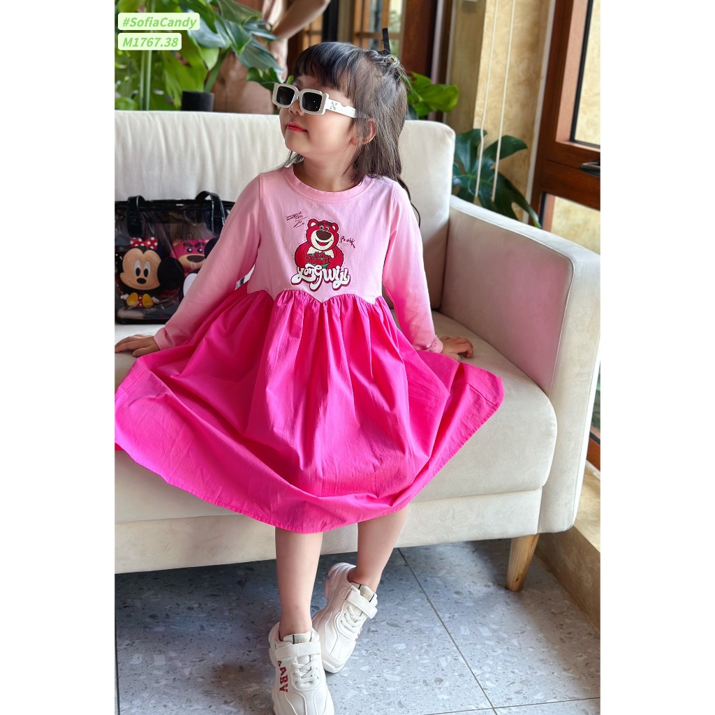 Váy thiết kế Sofia gấu dâu hồng