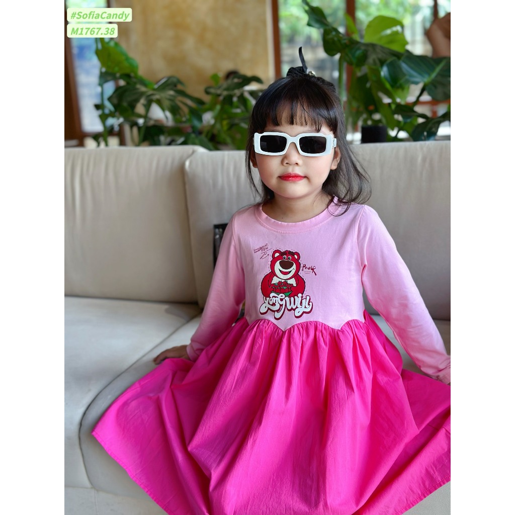 Váy thiết kế Sofia gấu dâu hồng