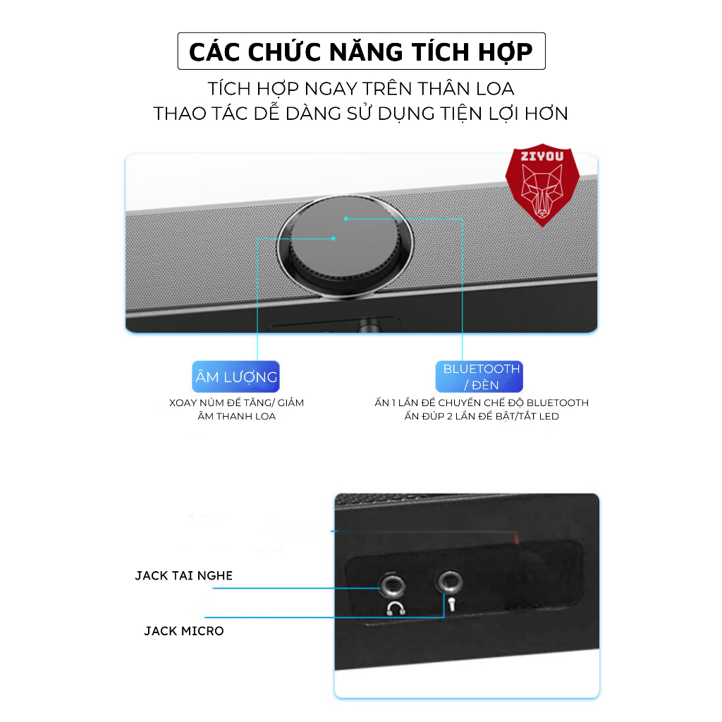 Loa Máy Tính Bluetooth Để Bàn Cao Cấp Ziyou V-198 Âm Thanh Vòm 3D SUPER BASS Nghe Nhạc Cực Hay, Có LED