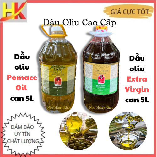 [Cao Cấp] Dầu Oliu Nấu Ăn Nguyên Chất, Dầu Oliu Extra Virgin/ Dầu Oliu Pomace Oil Can 5L Nhập Khẩu Ý