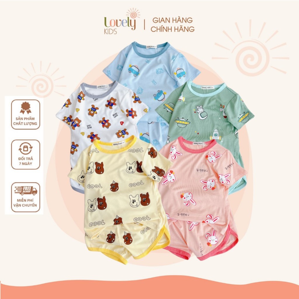 Set Bộ Áo Quần Ngắn Tay Mùa Hè Cho Bé Trai Gái CỘC GẤU NÂU