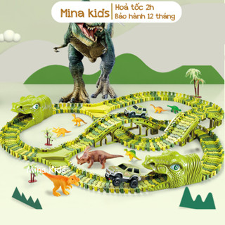 Khủng long đồ chơi lắp ráp đường đua ô tô cao tốc cho bé CAO CẤP đồ chơi cho bé Mina Kids, lắp ghép đường ray