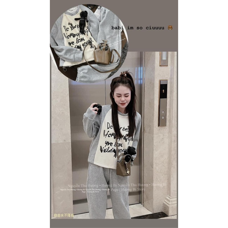 SET NỈ XÁM CHỮ DO YOUR BEST ÁO CÓ DÂY RÚT
