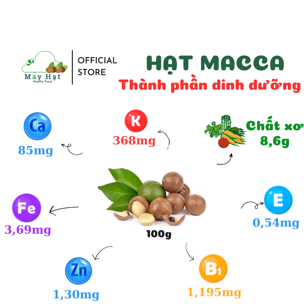 Hạt Macca Đắk Lắk size đại sấy nứt vỏ Mây Hạt 500g