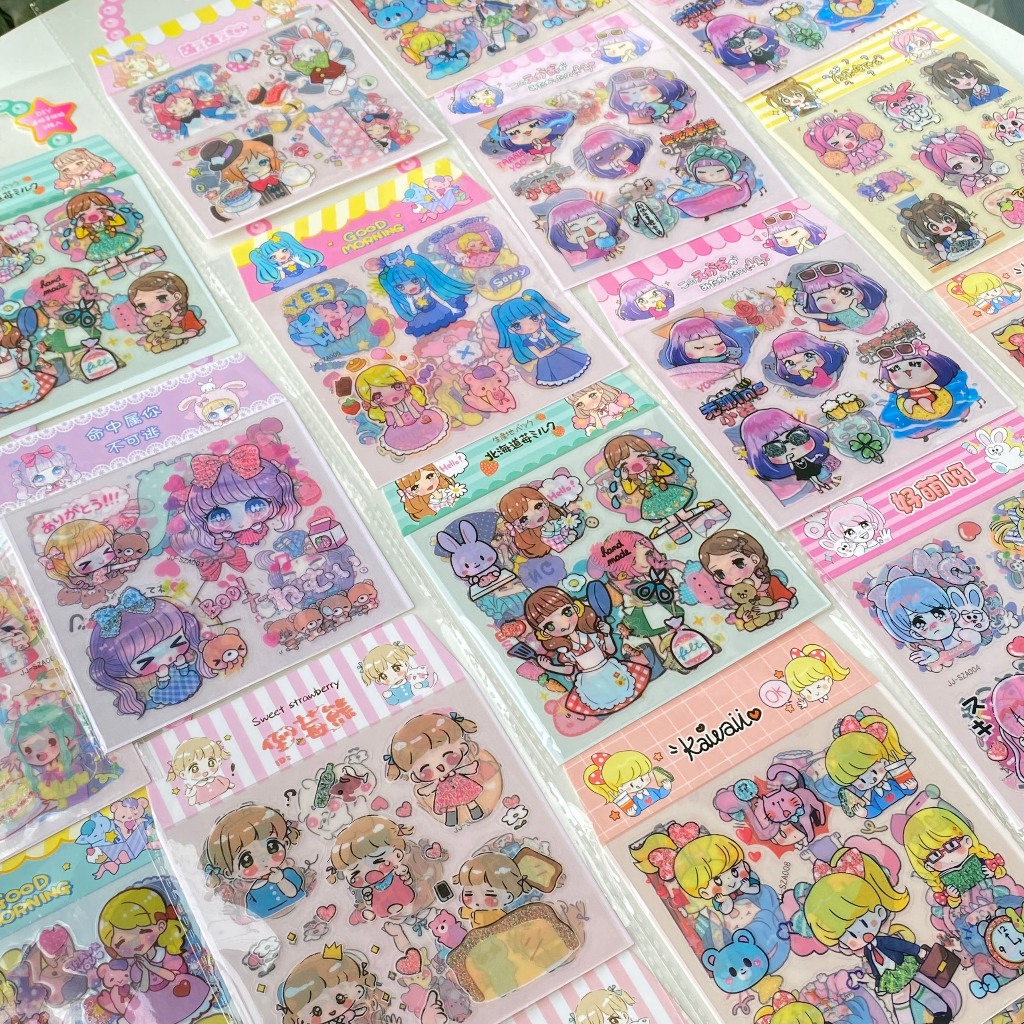 Hình dán Sticker 1 túi 3 tấm KIAN Sticker cute trang trí dễ thương,dán mũ bảo hiểm, bình nước chống thâm nước