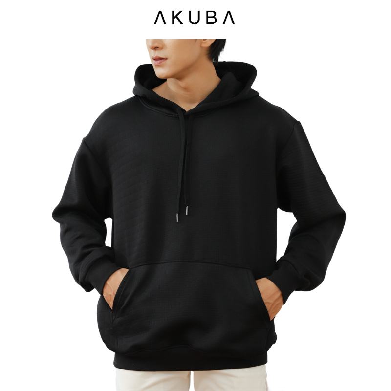 Áo khoác hoodie trơn nam AKUBA, form oversize, chất liệu nỉ dày dặn, bền màu 01J0537