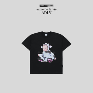 Áo thun ADLV Baby Face MILK COW DOLL dáng oversized màu đen - Hàng chính hãng