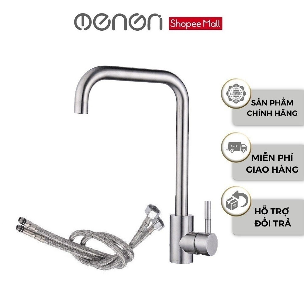 Vòi Chậu Rửa Chén Lavabo INOX304 Xoay 360 Xả 2 Đường Nóng Lạnh Kèm 2 Dây Cấp - OENON