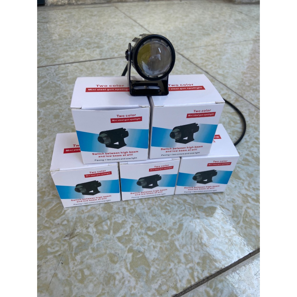 Đèn Trợ Sáng xe máy xe điện  đèn trợ sáng bi cầu mini led chính hãng 3 dây 2 màu pha cos trắng - vàng