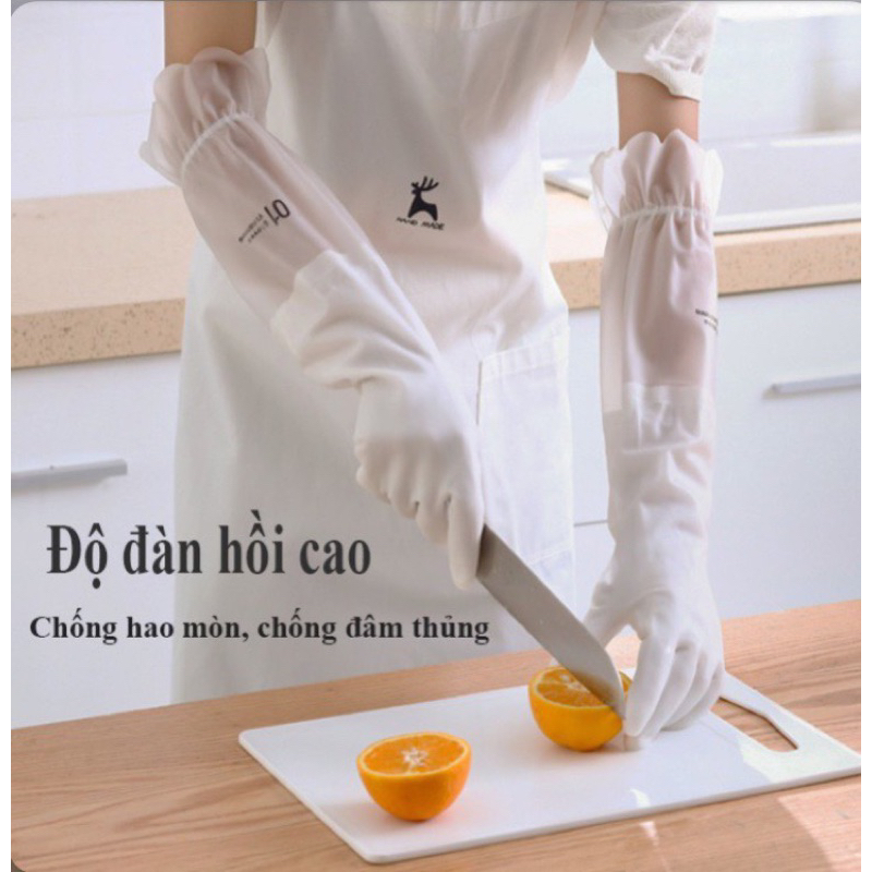 Găng tay cao su dài không lót nỉ độ đàn hồi cao