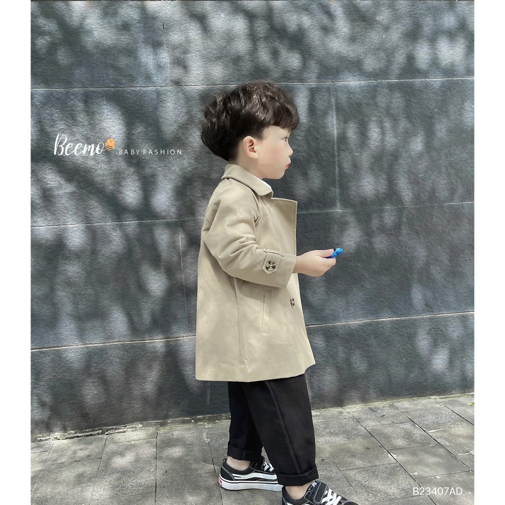 Áo khoác mangto kaki dáng dài cho bé trai, áo vest dáng dài phong cách Hàn Quốc cho bé